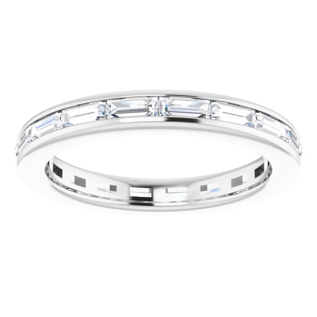 Alliance En Diamants Baguettes, Éternité En Or Blanc Sur Canal