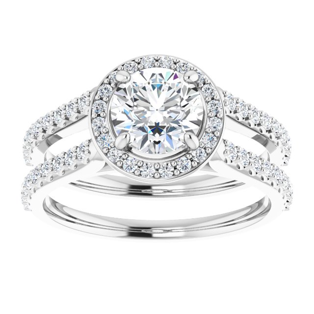 Bague De Fiançailles Diamant Halo Or Blanc