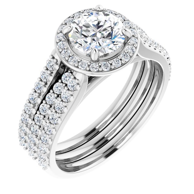 Bague De Fiançailles Diamant Halo Or Blanc