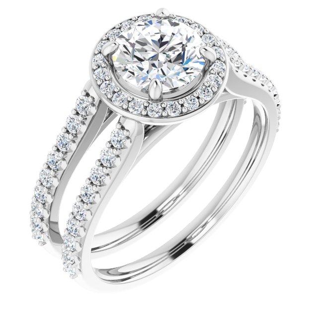 Bague De Fiançailles Diamant Halo Or Blanc