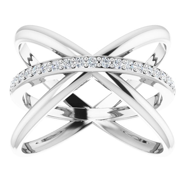 Bague De Fantaisie Large En Or Blanc Sertie de Diamants