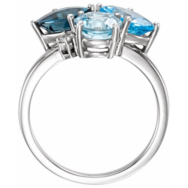 Bague Sertie De Topazes Bleues Et Diamants En Or Blanc