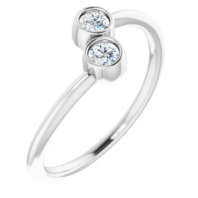 Bague De Fiançailles Sertie De Deux Diamants Et Or Blanc