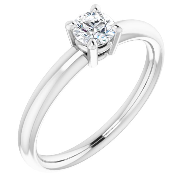 Bague de Fiançaille Solitaire en Or Blanc 4 Griffes et Diamant