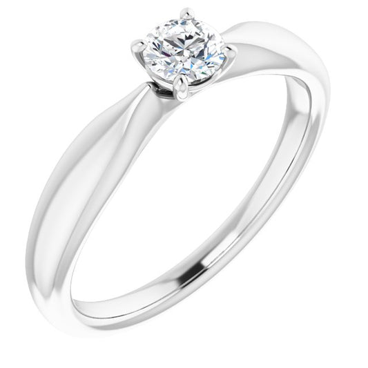 Bague de Fiançaille Solitaire Or blanc Diamant  4 Griffes