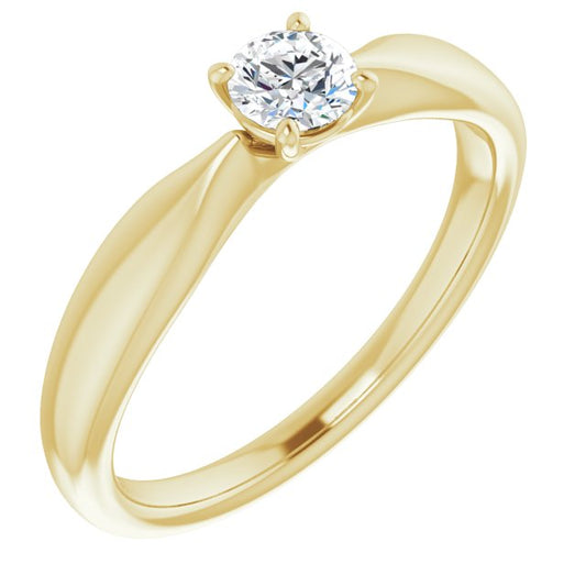 Bague de Fiançaille Solitaire Or jaune Diamant  4 Griffes