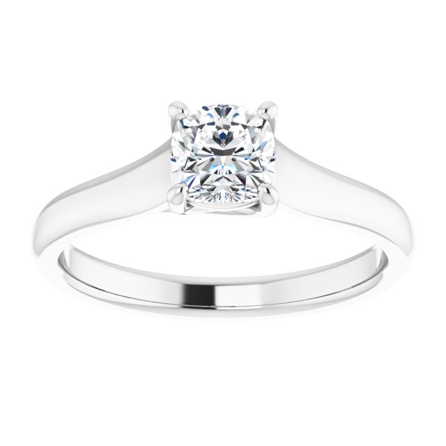 Bague de Fiançaille Solitaire Or Blanc Diamant  4 Griffes