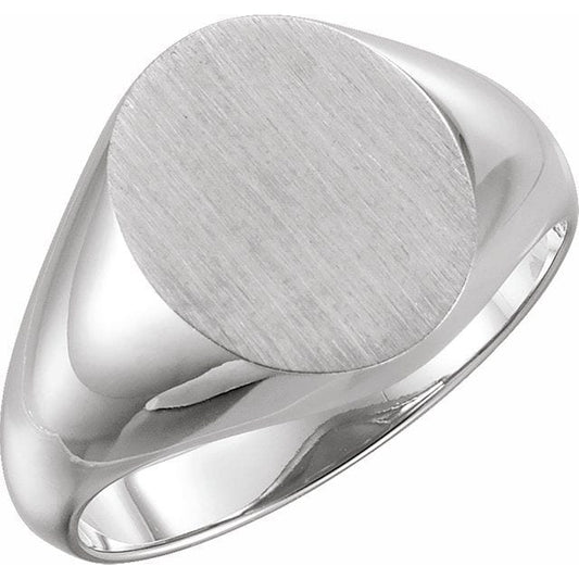 Bague Homme De Type Chevalière En Or Blanc 14 Karats