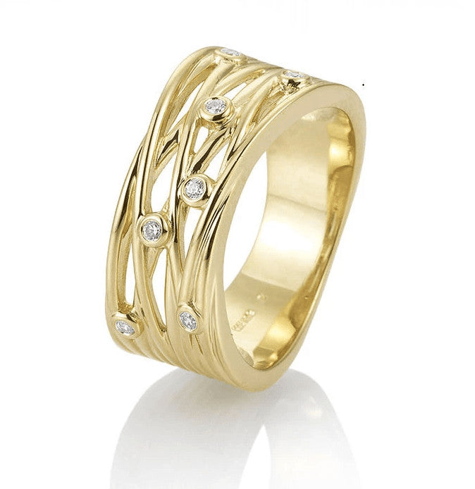Bague or jaune 14 Karats sertie de diamants