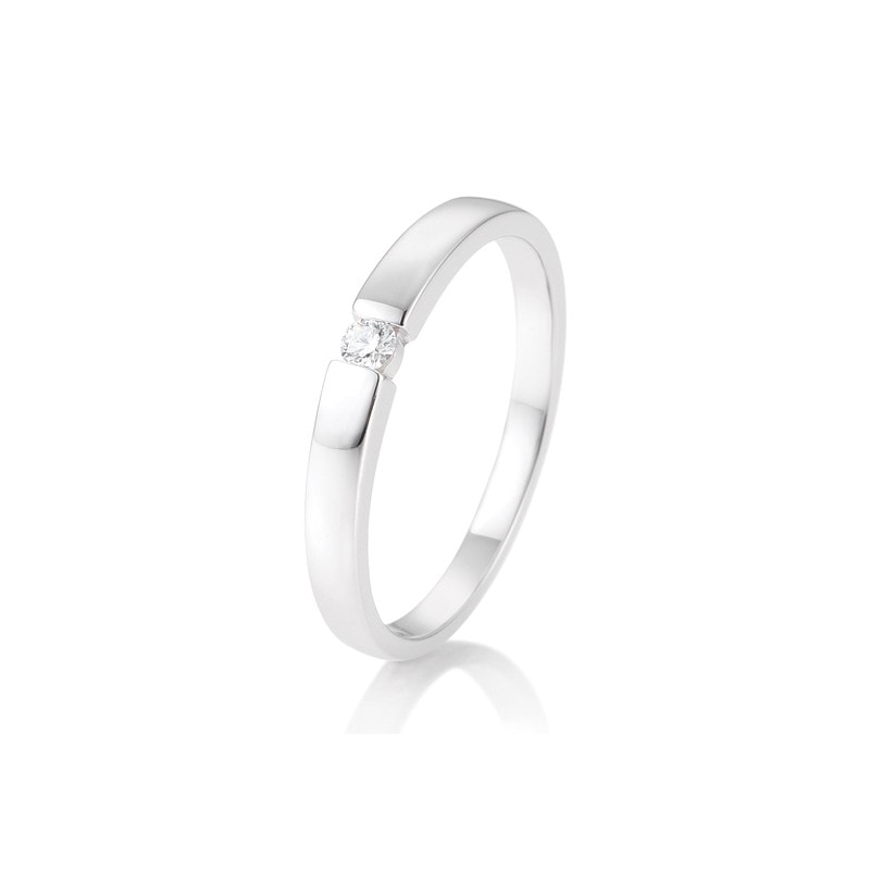 Bague de fiançailles en Or Blanc 14 Karats avec Diamant