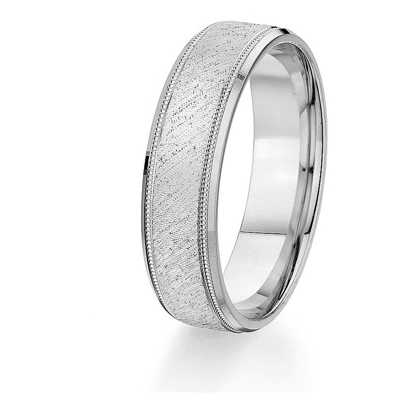 Jonc 6 mm pour Homme Gravé en Or Blanc 14 karats