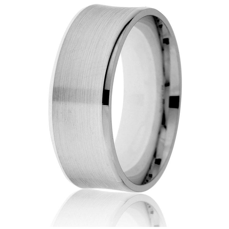 Jonc Gravé 8mm Rectangle pour Homme en Or Blanc 14 Karats