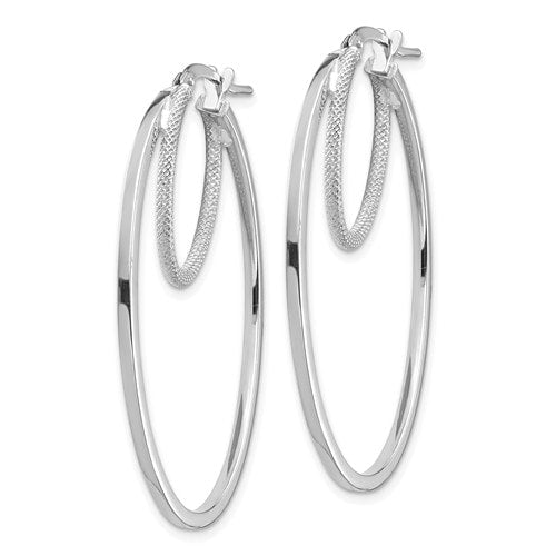 Anneaux Ovale de Type Créole en Or Blanc 14 Karats