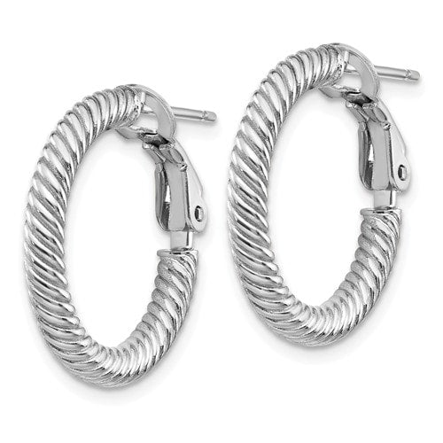 Boucles d'Oreilles Type Créole en Or Blanc 14 Karats