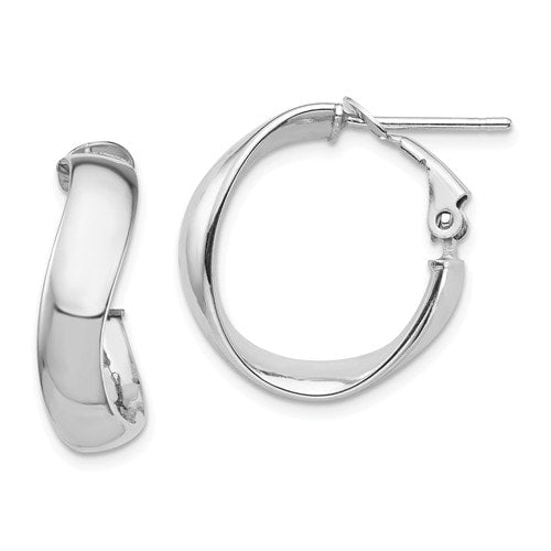 Boucles d'Oreilles Or Blanc 14 Karats Type Créole