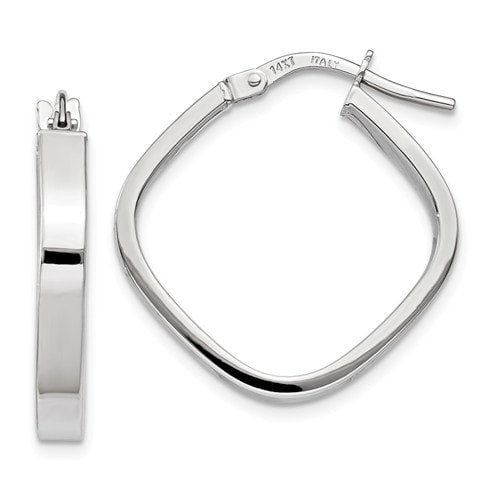 Boucles d'Oreilles Type Créole Carré en Or Blanc