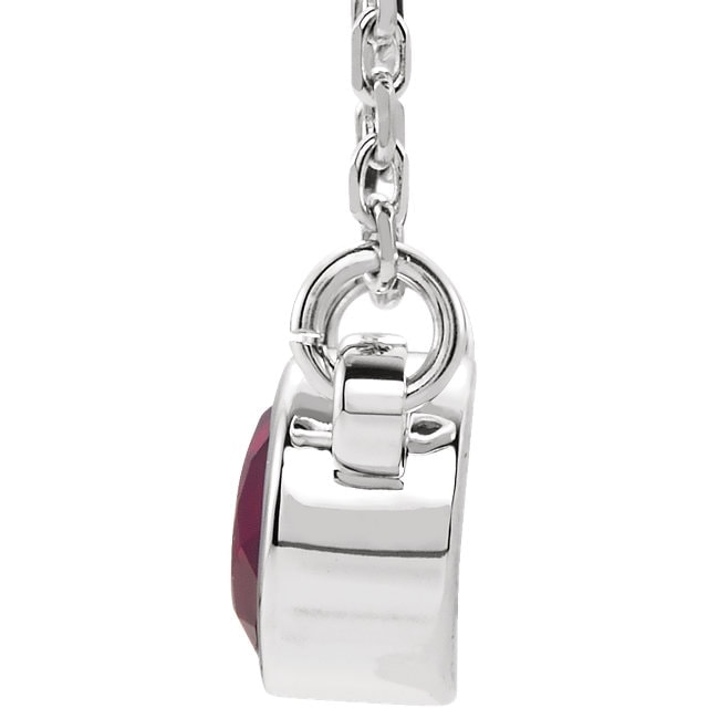 Collier en Or Blanc 14 Karats et Rubis Rouge de 4mm